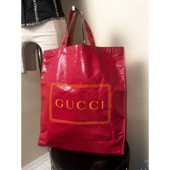 GUCCI Pink Coated Canvas Montecarlo Frame Logo Large Vertical Tote Bag - Picture 3 of 16